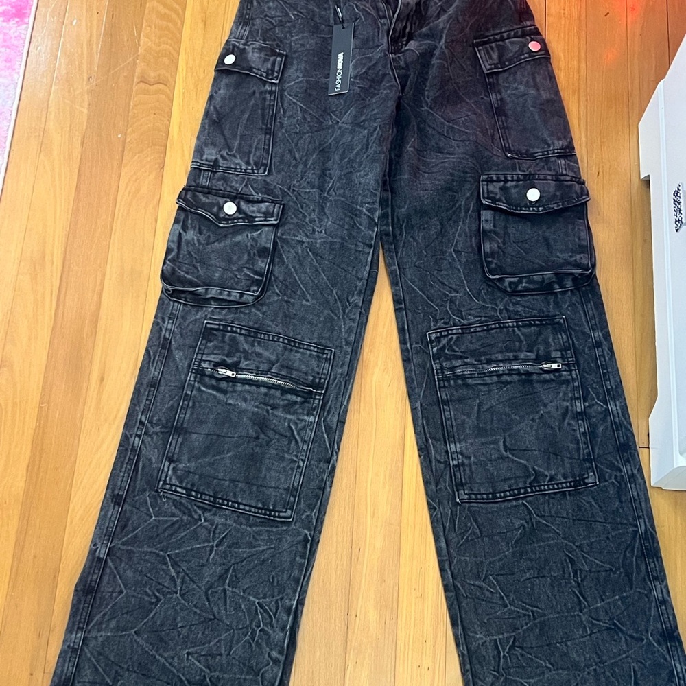 Fashion Nova Black Cargo Jeans